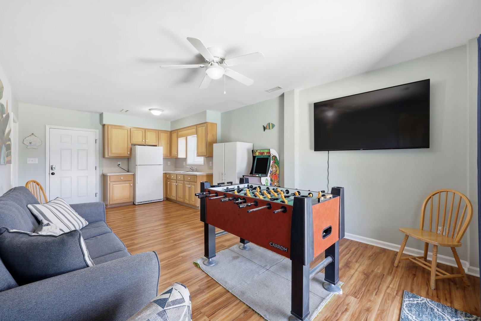 Kick back in your spacious game room with foosball and arcade fun, or curl up on the cozy couch to watch your favorite shows on the big screen.