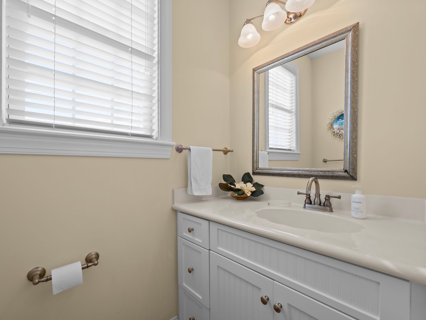 Your private bathroom features elegant fixtures, soft natural light, and thoughtful amenities for a refreshing start to each day.