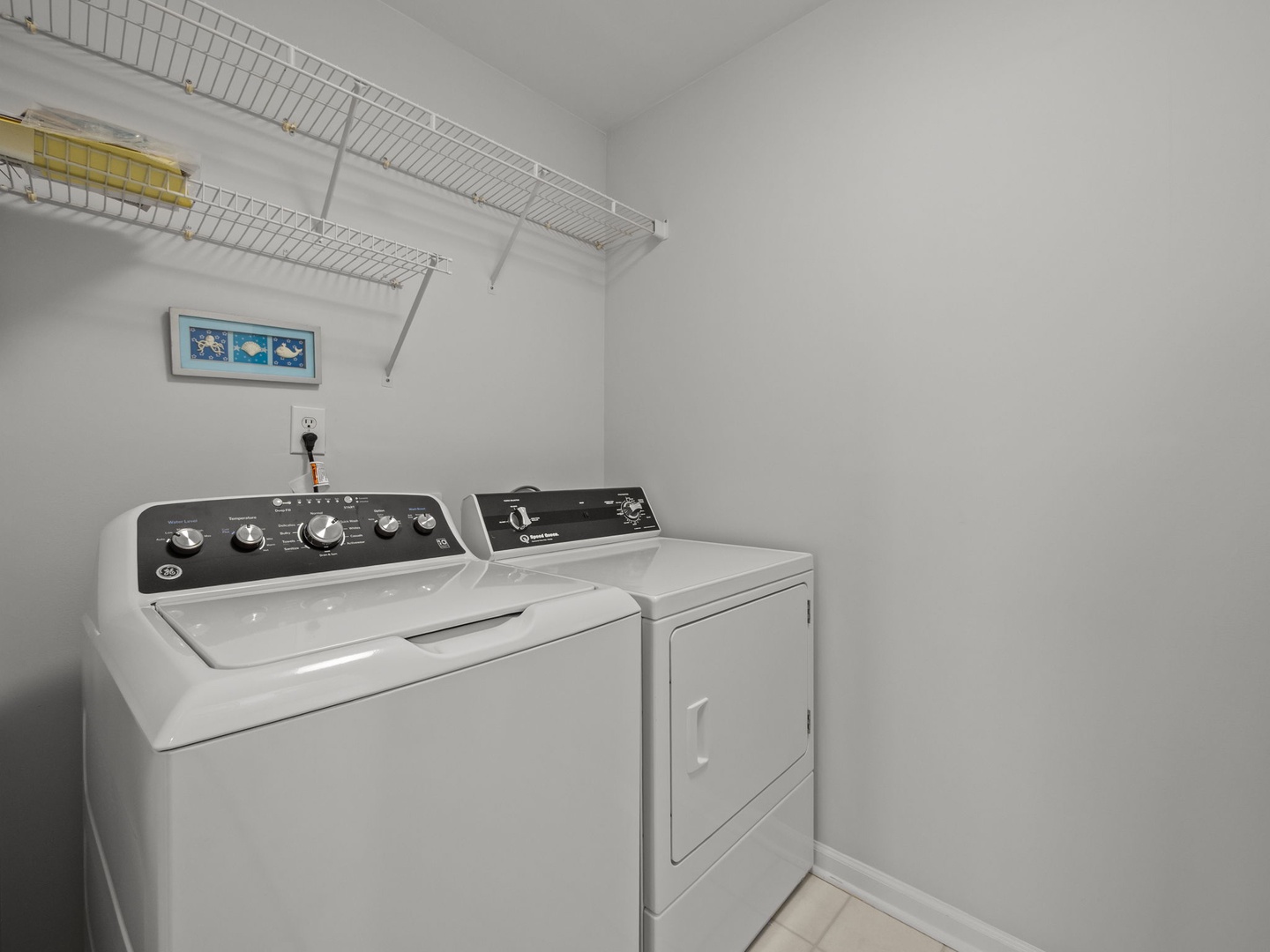 Your own private laundry room makes packing light a breeze, with ample storage space above for all your essentials.
