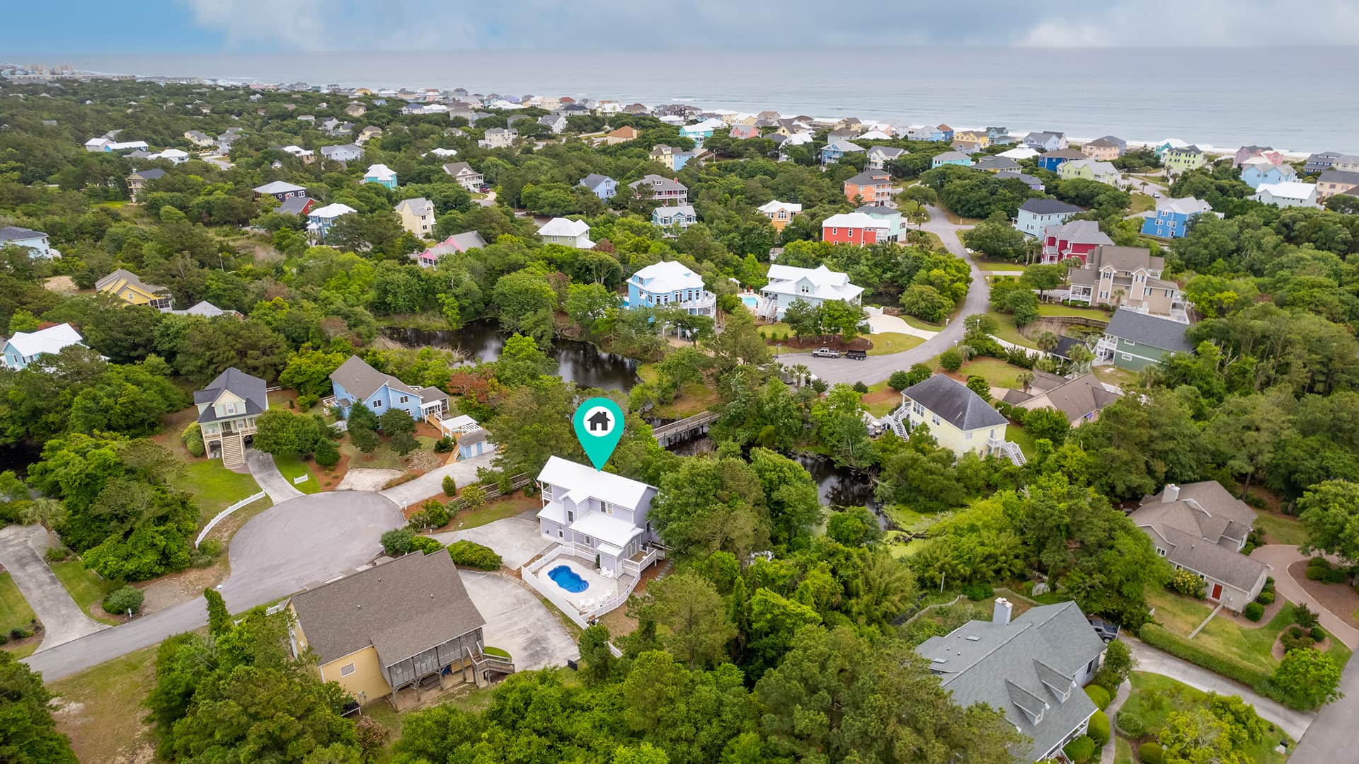 Beach access .6mi via golf cart or .3mi walking!