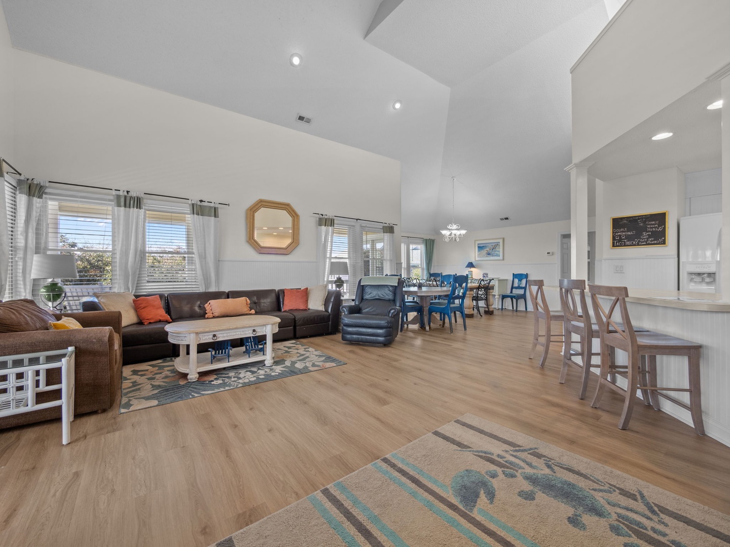 Open Living Room with Vaulted Ceilings