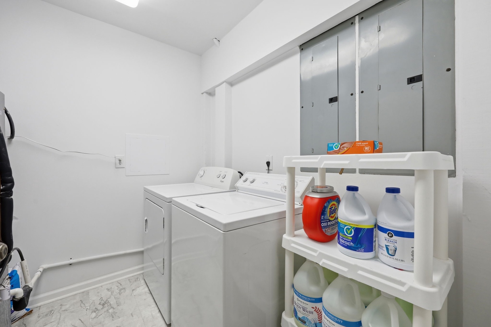 Your private laundry room comes fully stocked with detergent and essentials, so you can pack light and freshen up anytime during your stay.