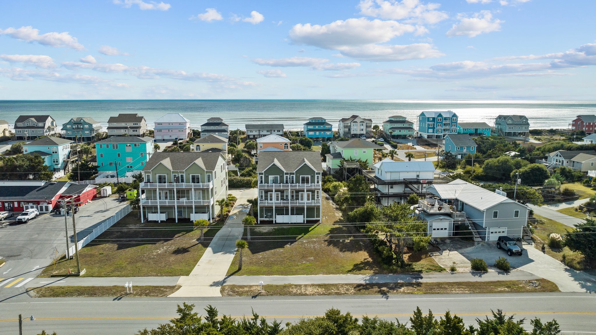 Home is on the far right of this photo and the ocean is behind.