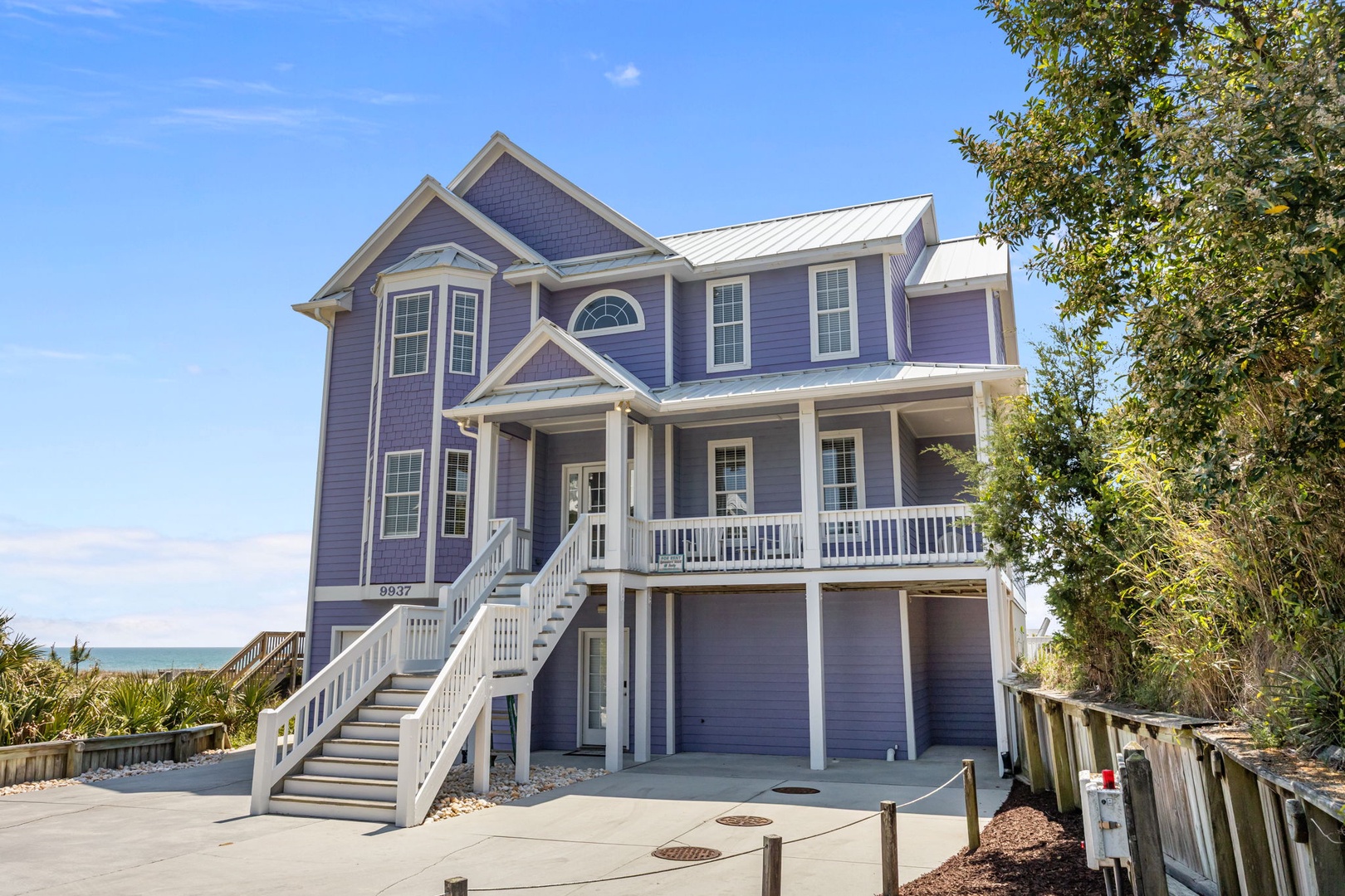 Coastal home featuring elegant design with ocean views and elevated architecture perfect for beachside getaways.