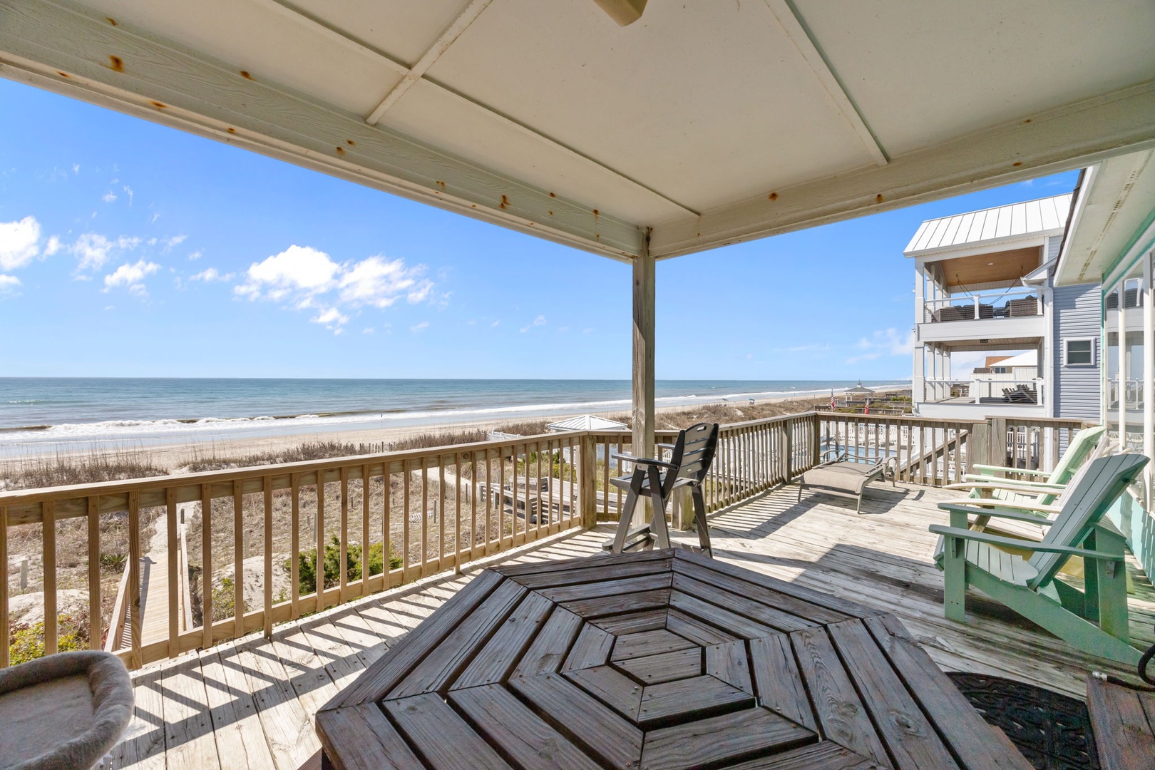 Wake up to stunning ocean views from your private deck, where morning coffee tastes better with endless sea and sand stretching before you.
