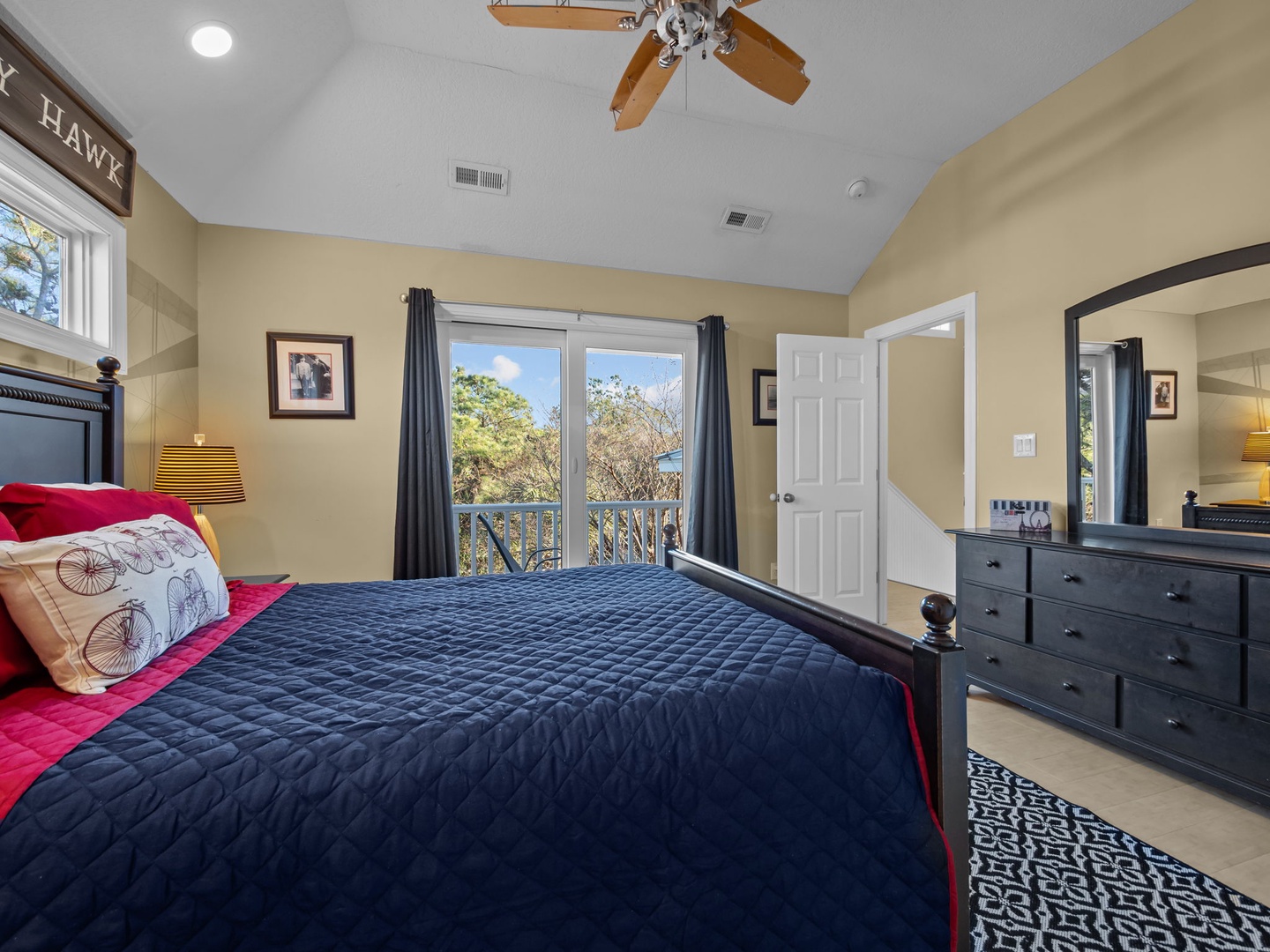 Drift off to sleep in your comfortable bedroom while gentle breezes from the ceiling fan keep you cool on warm nights.