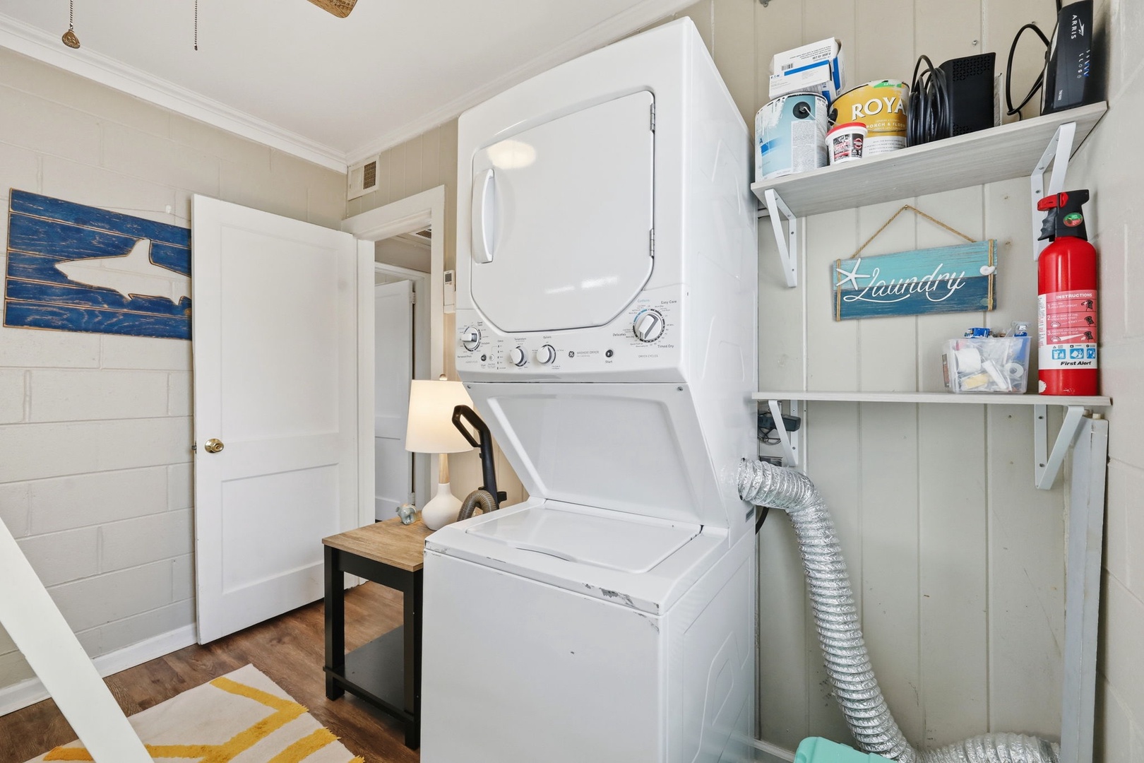 Your private laundry area makes packing light a breeze. Enjoy the convenience of in-home washing and drying, with everything neatly organized and ready for your stay.