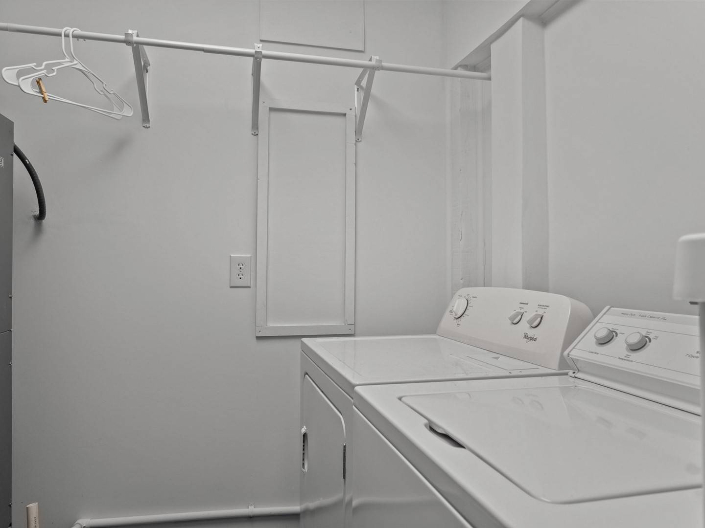 Your private laundry room keeps travel light with full-size washer and dryer, plus hanging space for delicate items.