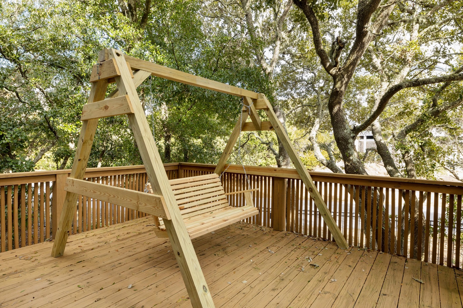Porch swing on back deck