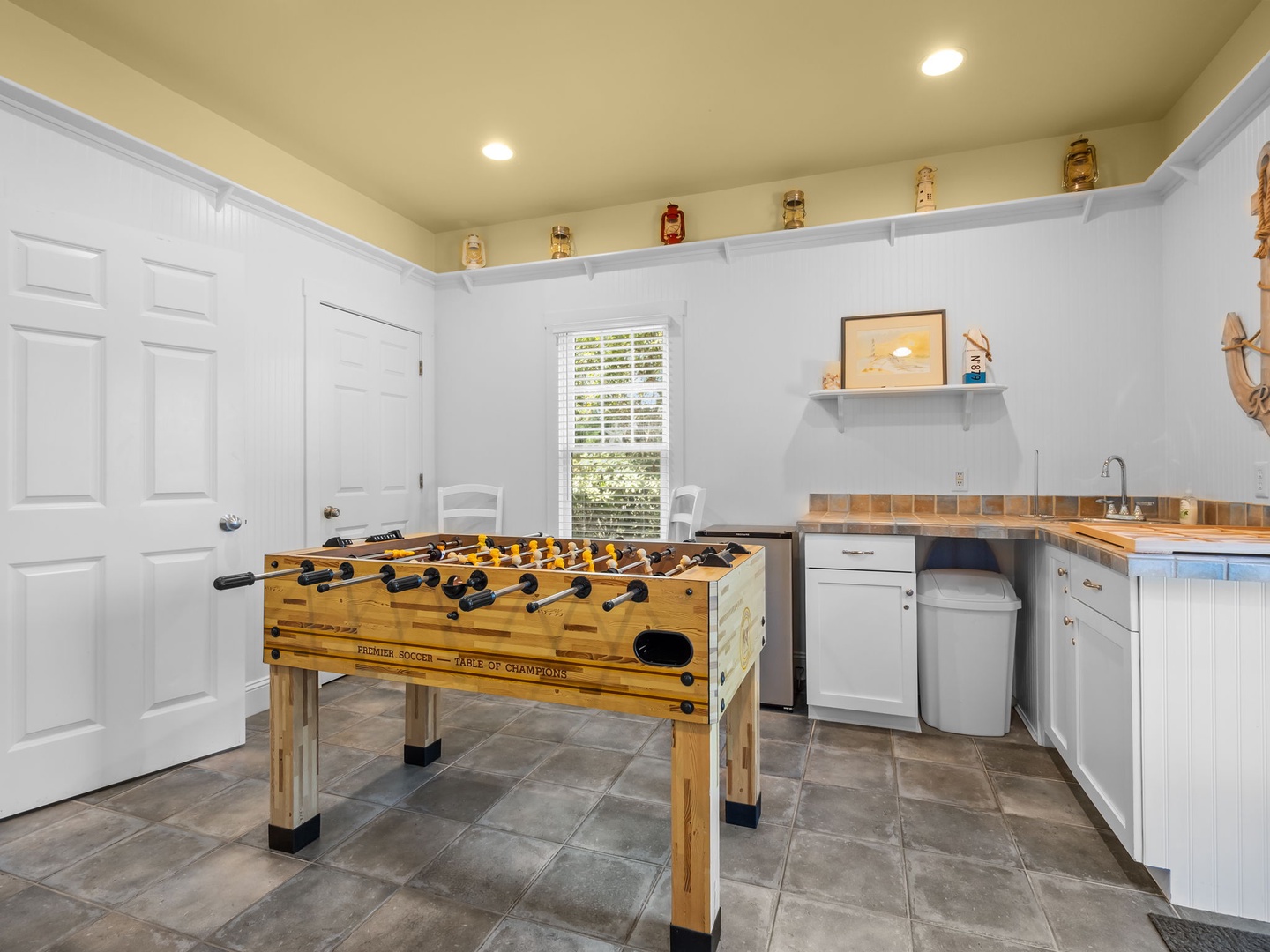 Rec Room with a Mini Fridge