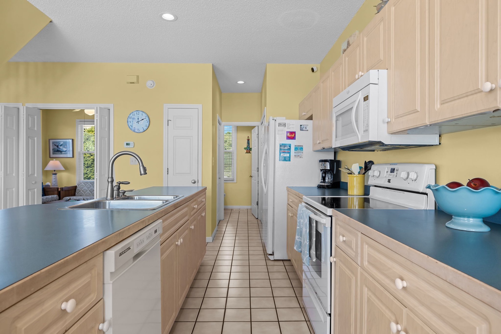 Your fully equipped galley kitchen offers everything you need for home-cooked meals during your stay.