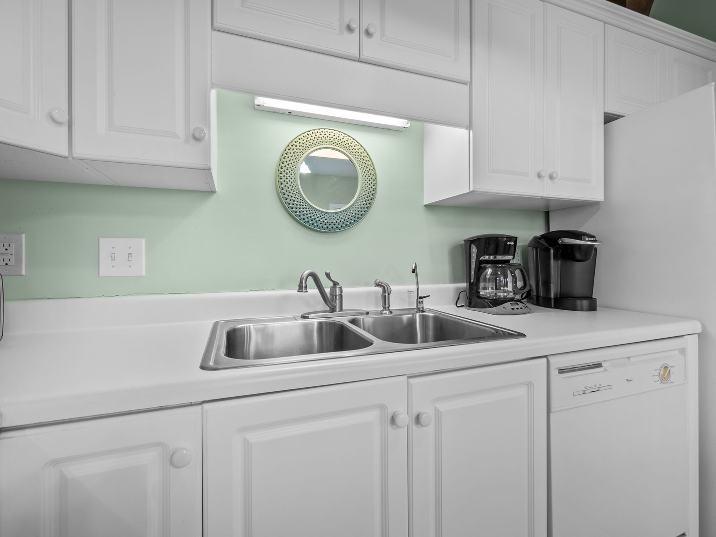 Your bright kitchenette makes meal prep a breeze with fresh coffee ready to fuel your morning adventures.