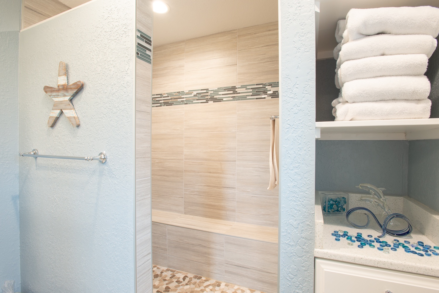 Large walk-in shower in the master