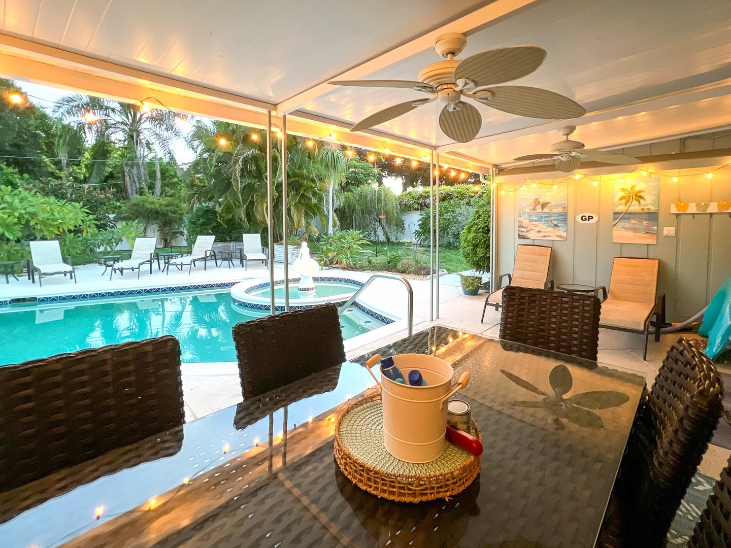 Patio with dining table