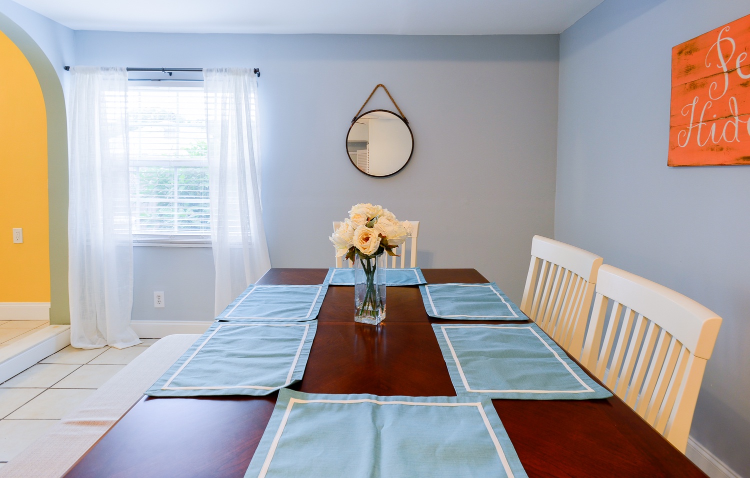 Dining table is in a separate dining room - seats 8