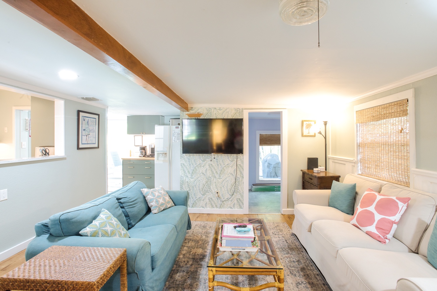 Living room has full size sofa plus a loveseat