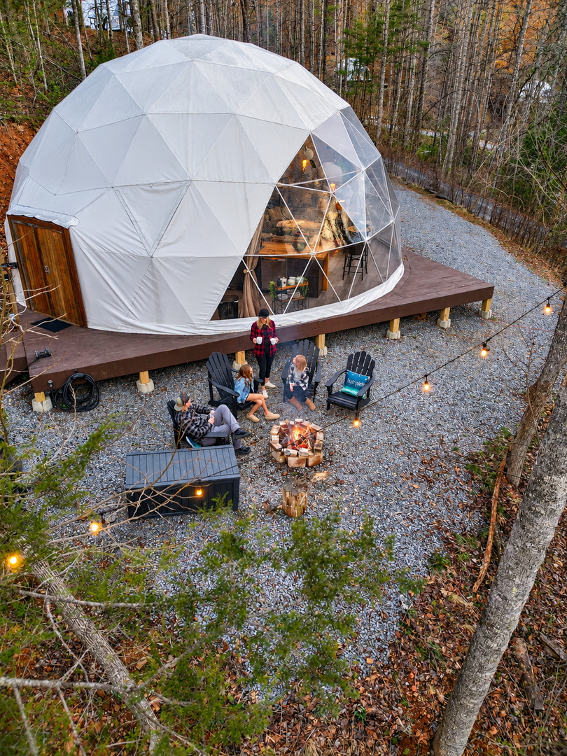 Family - outside dome
