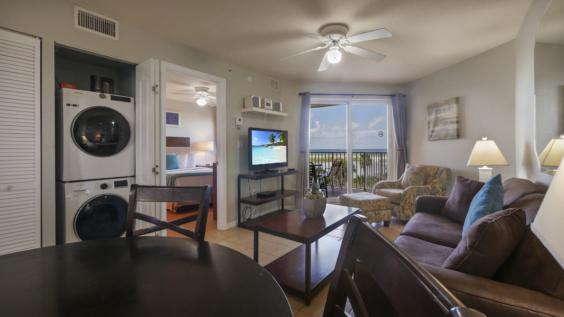 Surf Beach Room 402 Living Room with Washer Dryer
