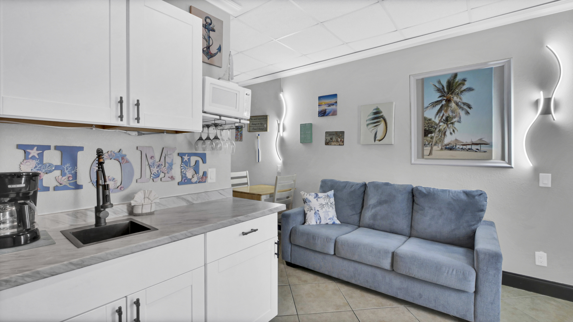 Living area with sleeper couch