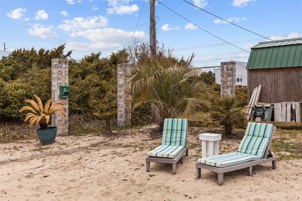 Picture yourself lounging on these comfortable beach chairs, soaking up the sun with tropical palms swaying nearby—your perfect beachside retreat awaits.