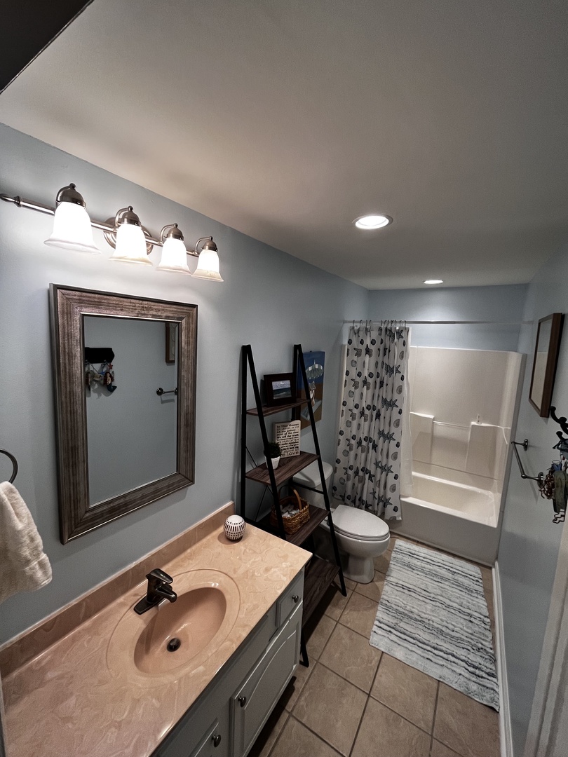 Your private bathroom offers marble countertops, modern fixtures, and elegant touches for a luxurious start to each day.