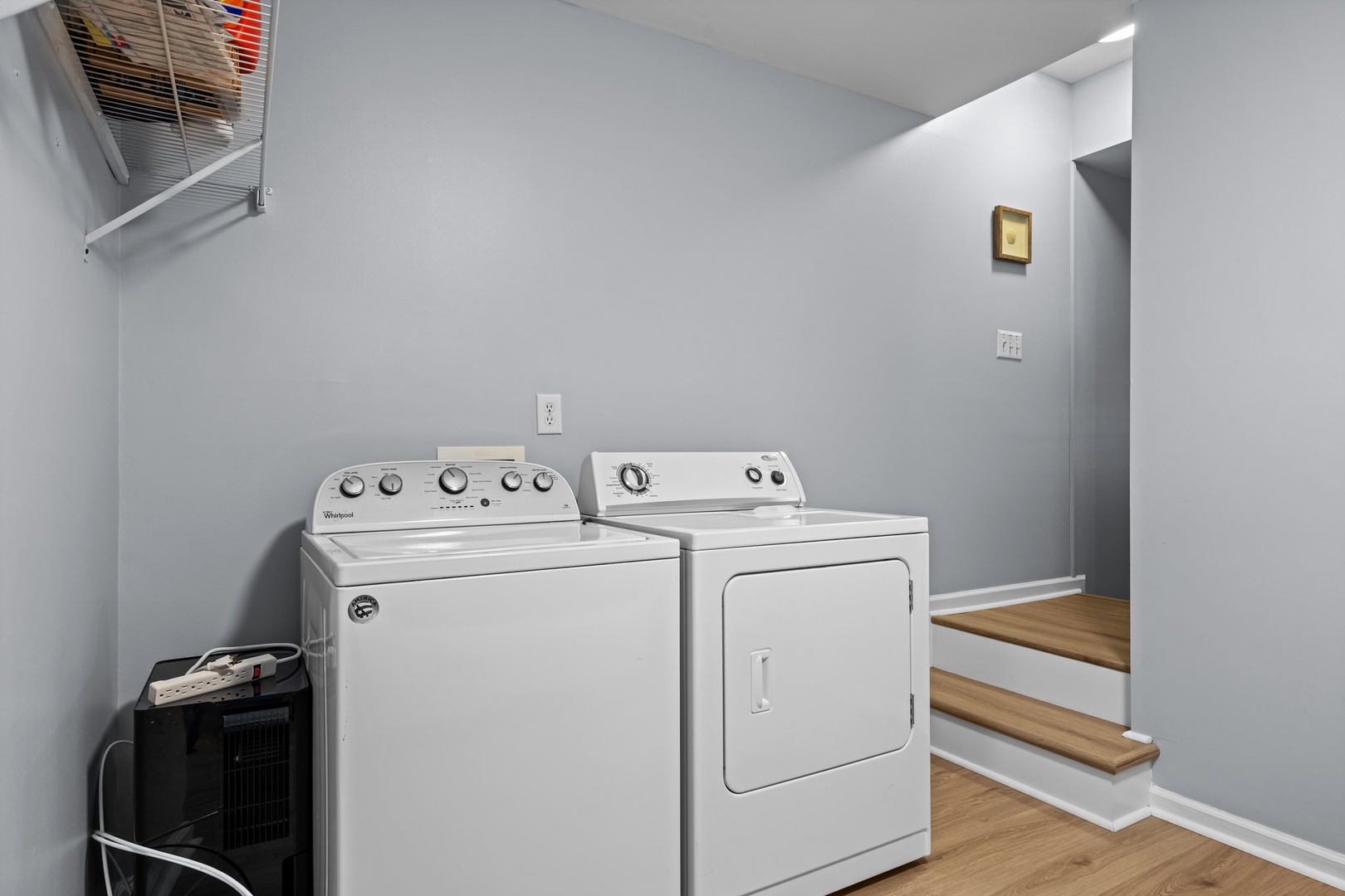 Your dedicated laundry space features full-size washer and dryer, making it easy to pack light and stay fresh throughout your stay.