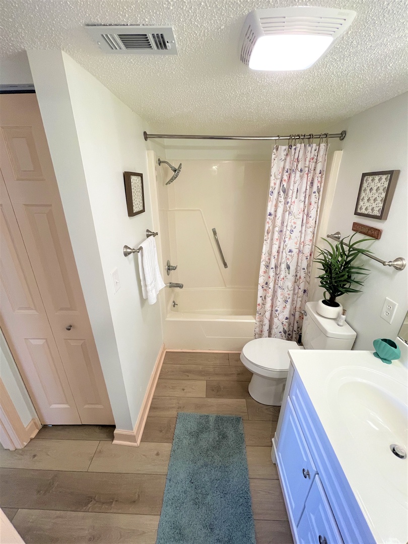 Refresh in your private bathroom with a deep soaking tub, rainfall shower, and thoughtful touches like fresh plants that make it feel like home.