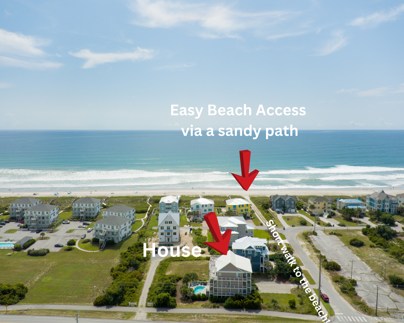Coastal retreat just steps from pristine beach via sandy walkway. Perfect beachfront location with easy ocean access.