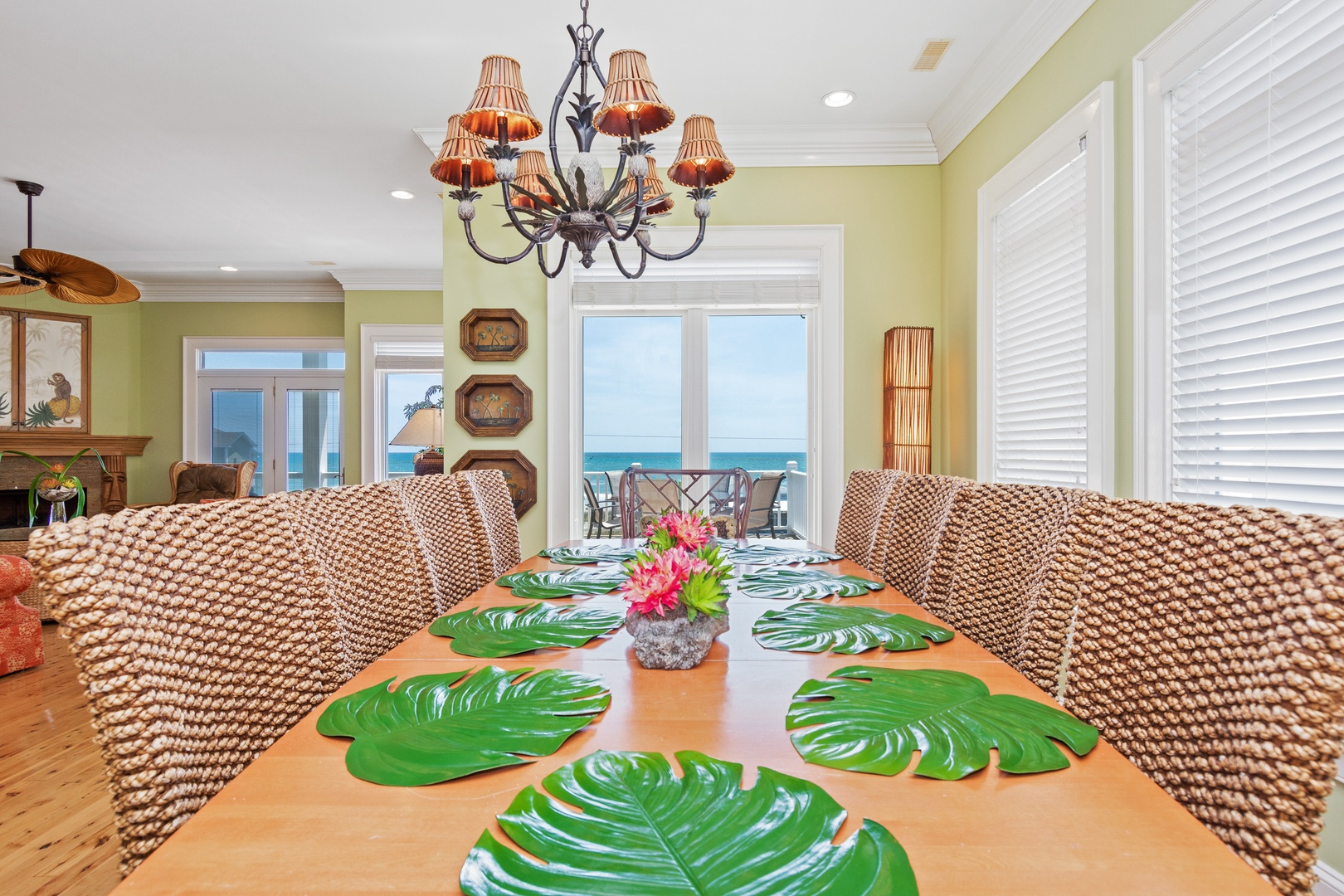 Your tropical dining space overlooks stunning ocean views, where family meals become memorable moments with beach breezes.