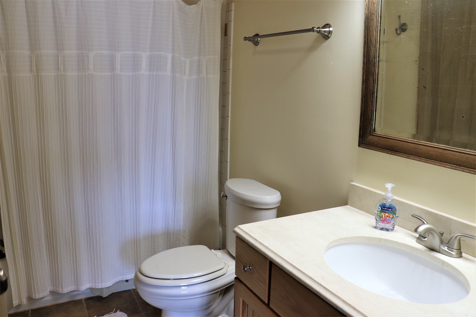 Your private bathroom features a full tub-shower combo, vanity, and everything you need for a refreshing start to your day.