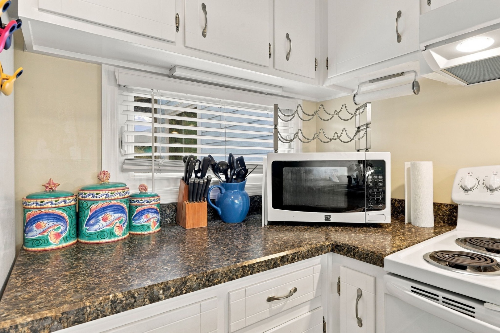 Your fully equipped kitchen awaits, stocked with everything you need to prepare a quick snack or a memorable meal during your stay.