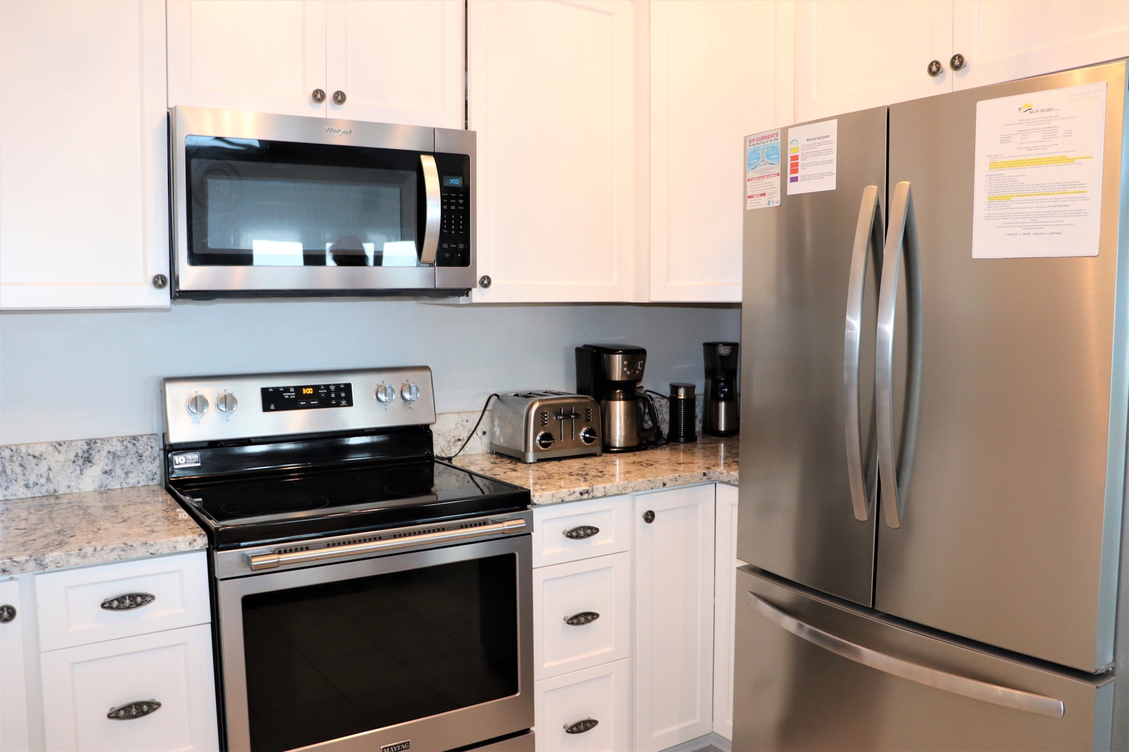 Your fully equipped kitchen features stainless steel appliances, granite counters, and everything you need for home-cooked meals during your stay.