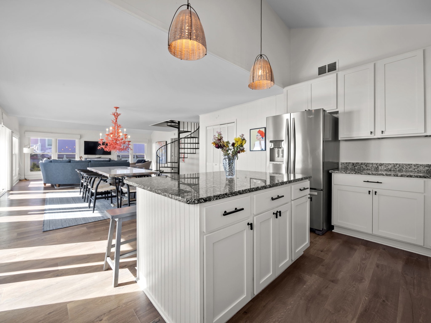 Discover your gourmet haven with granite countertops, modern appliances, and stylish pendant lighting creating the perfect space for culinary adventures.