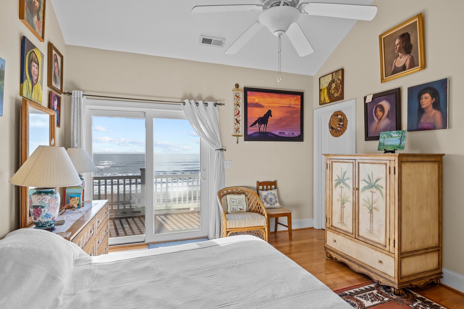 Wake up to stunning ocean views from your comfortable bedroom, where sliding doors open to your private balcony overlooking the beach.
