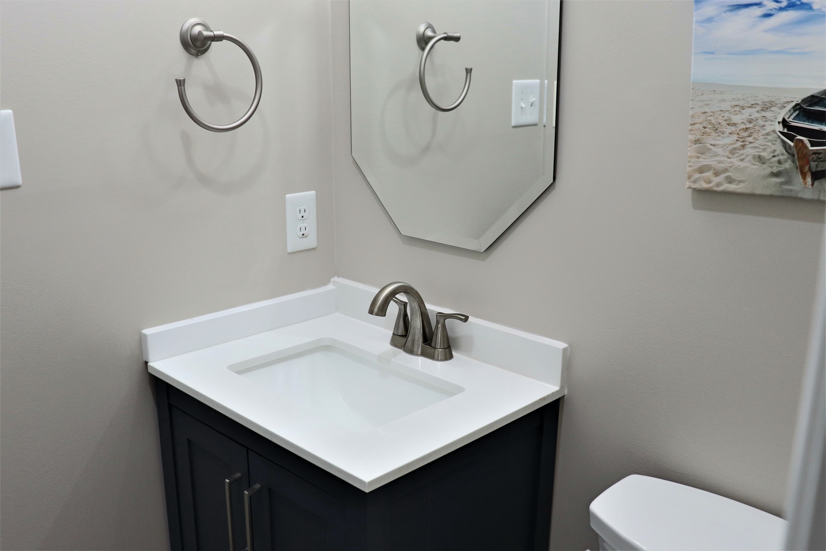 Fresh up in your sleek bathroom with modern fixtures and contemporary design touches that make every morning routine feel refined.