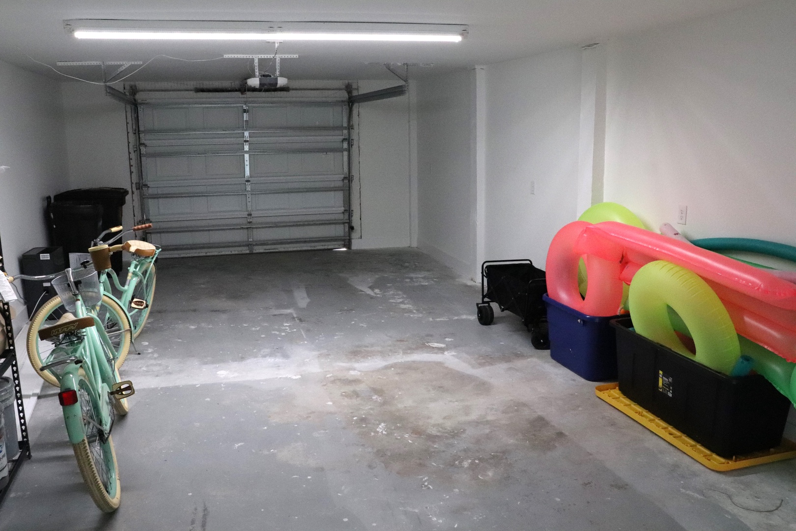 Your covered garage offers secure parking and storage space for bikes, beach gear, and vacation equipment to keep your belongings safe.