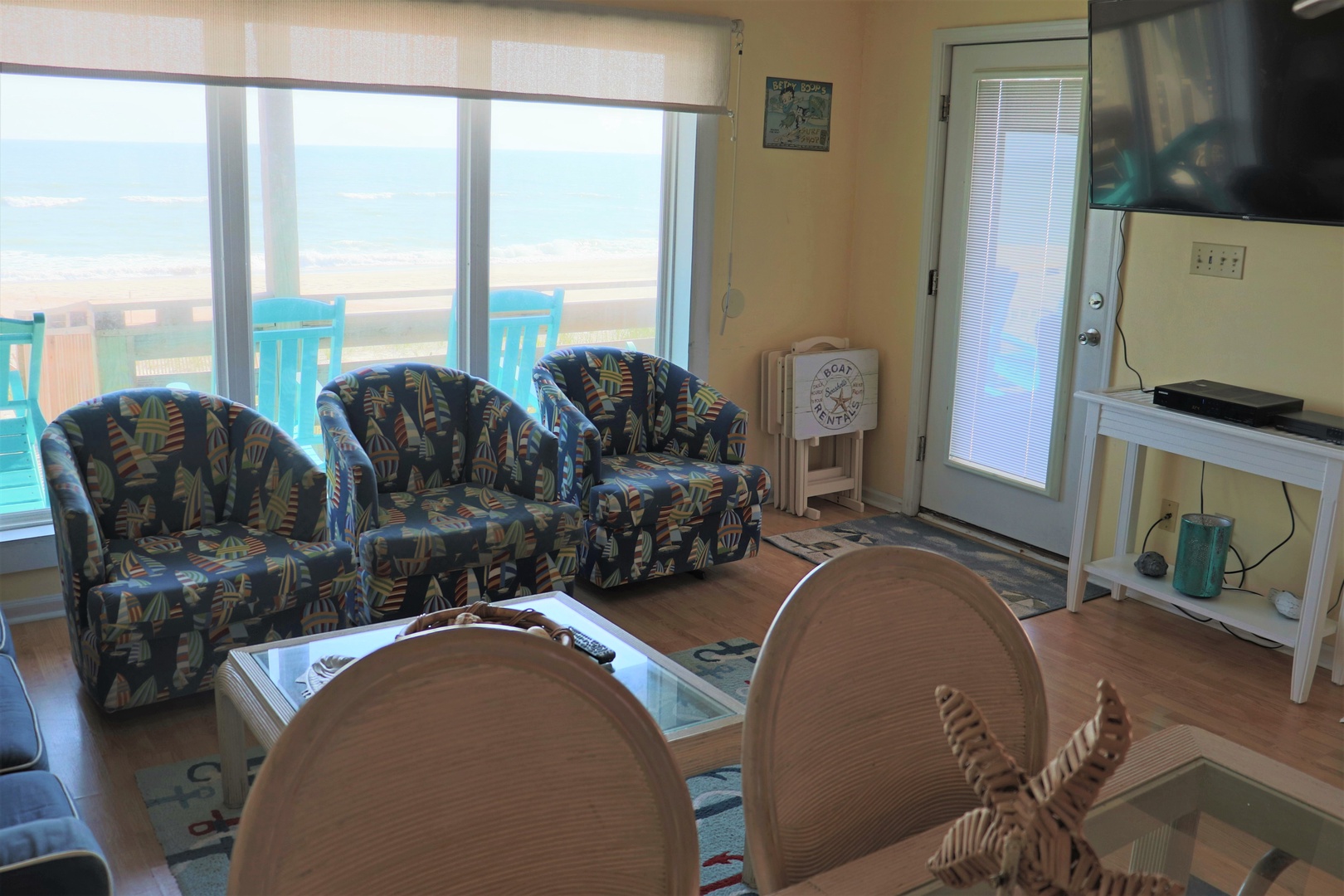 Relax in your beachside retreat with ocean views right from your living room windows and patio door.