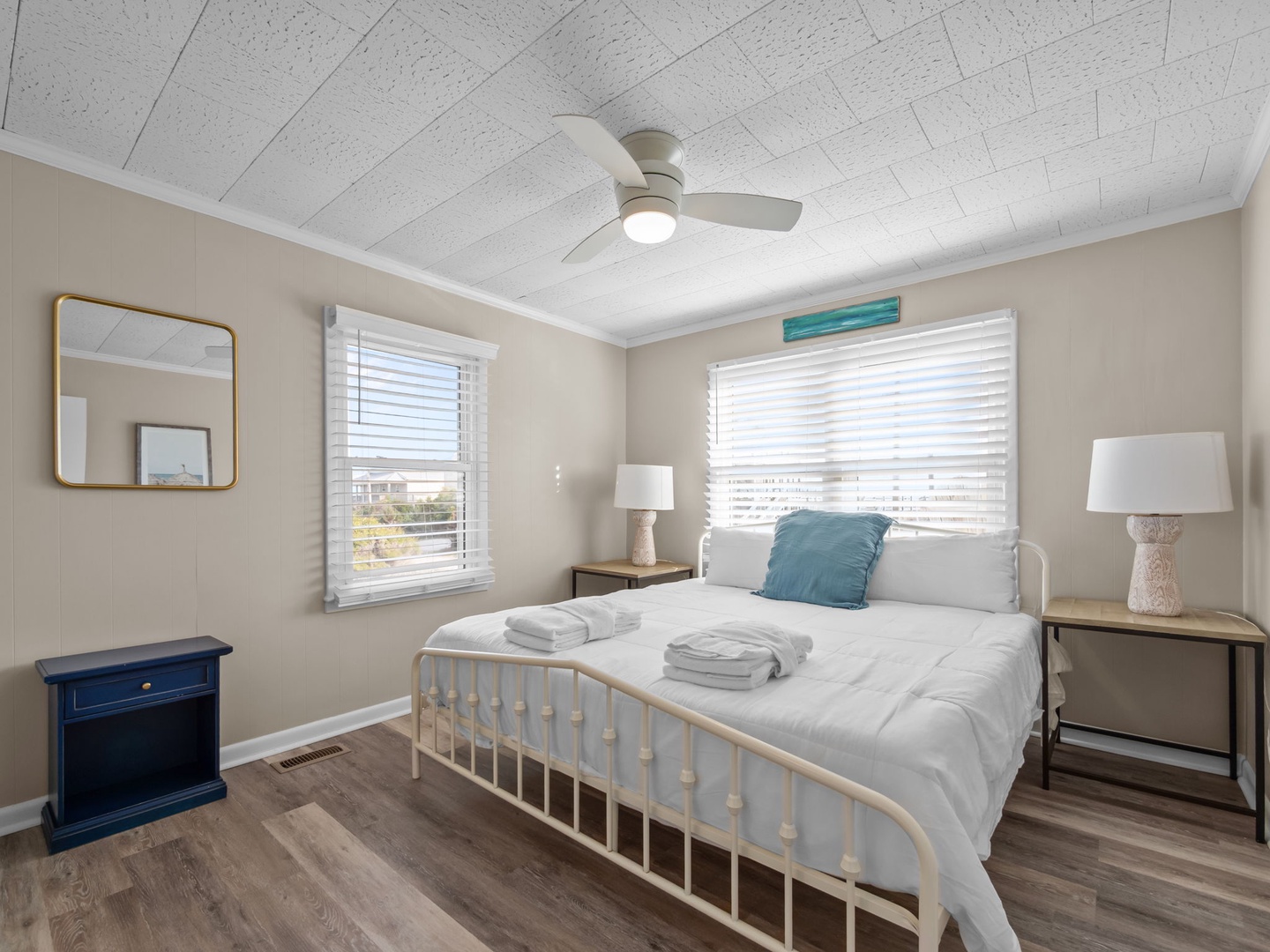 Drift off peacefully in your serene bedroom featuring soft linens, gentle natural light, and thoughtful touches that make every night restful.