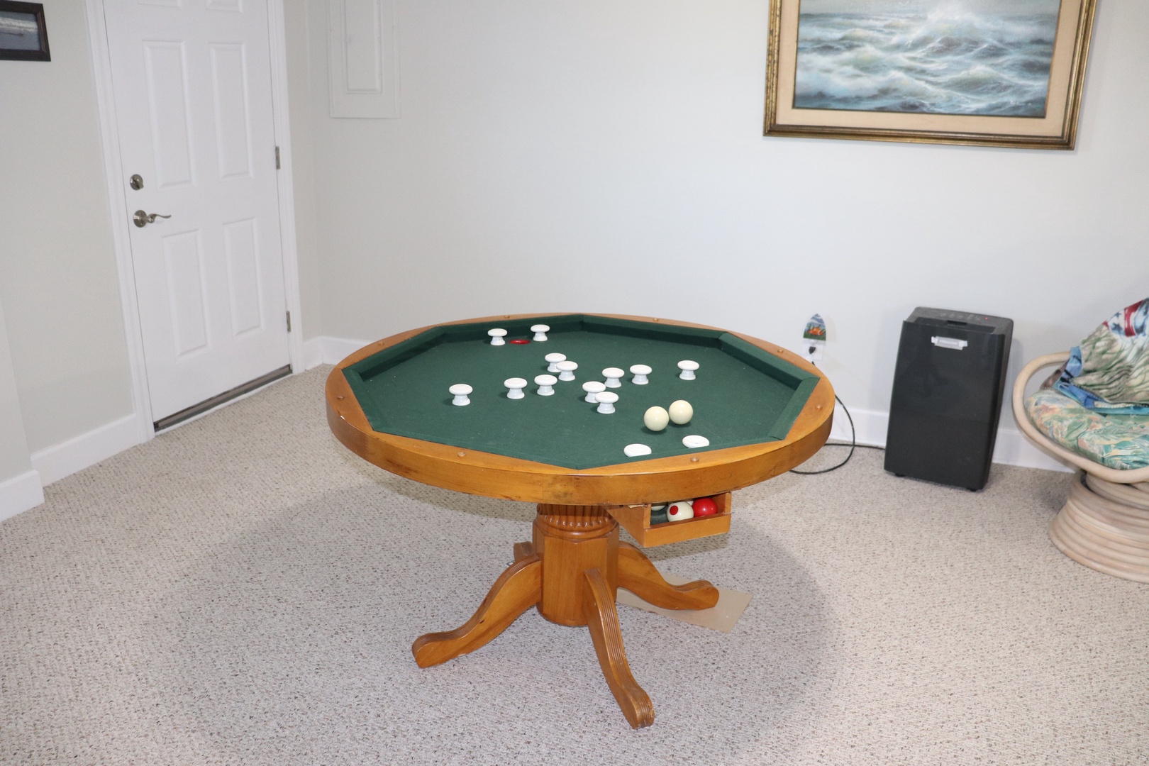 Enjoy friendly competition at your private game table, complete with poker chips for memorable evenings with family and friends.