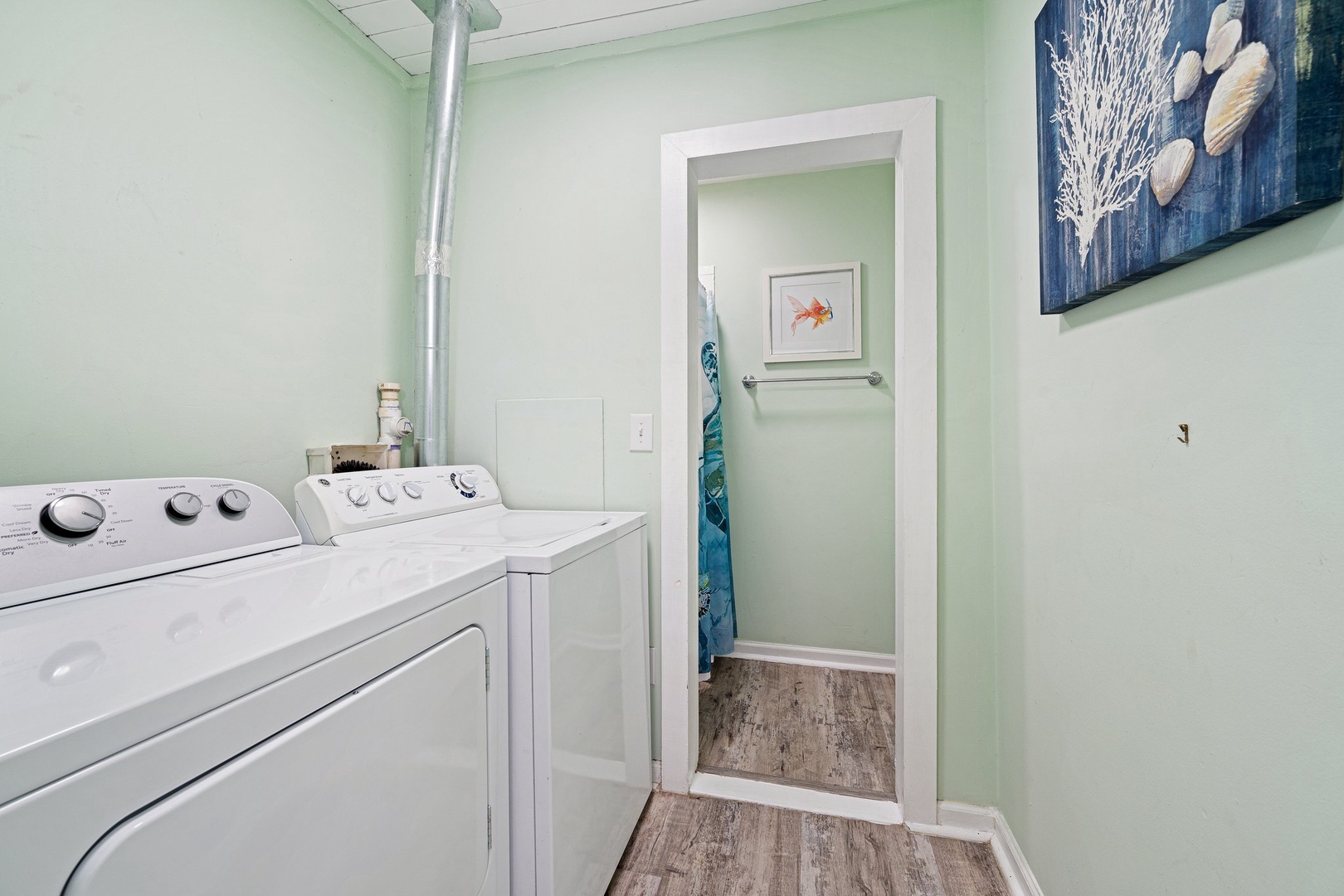 Keep your clothes fresh in your own laundry room with washer and dryer ready for your convenience.