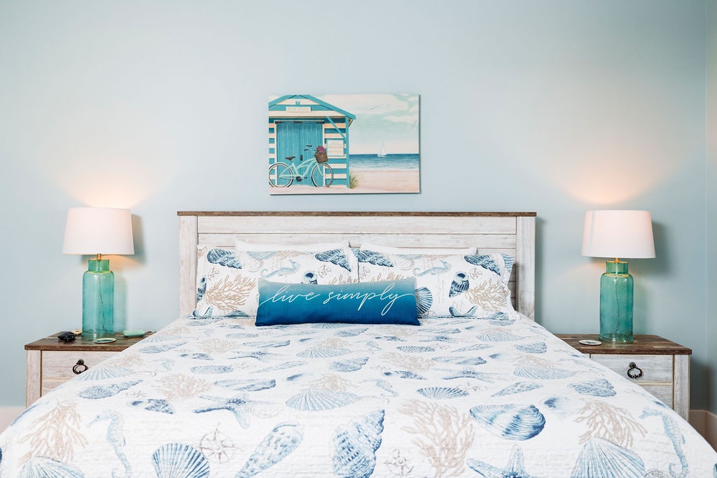 Drift off to coastal dreams in your serene bedroom, where ocean-inspired decor and soft blue tones create the perfect seaside sanctuary.