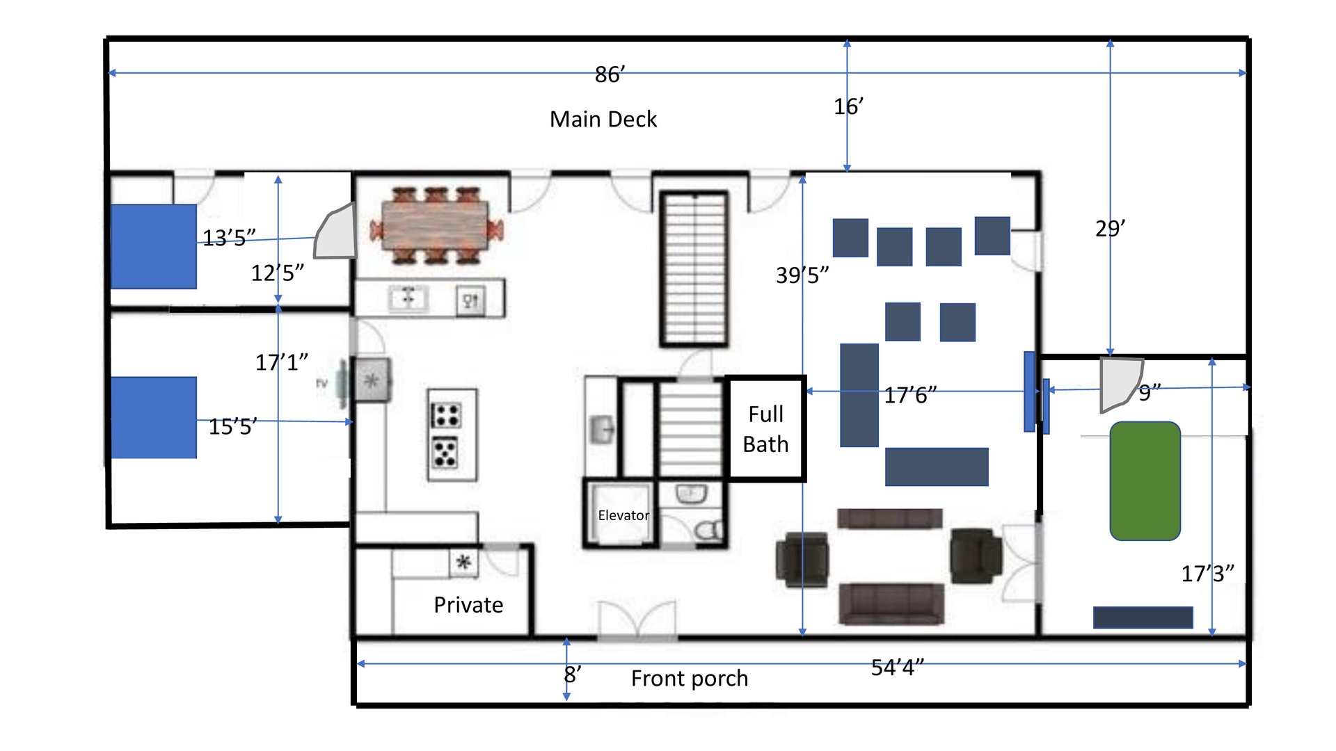 Study the detailed floor plan to envision your perfect vacation rental layout and room arrangements.