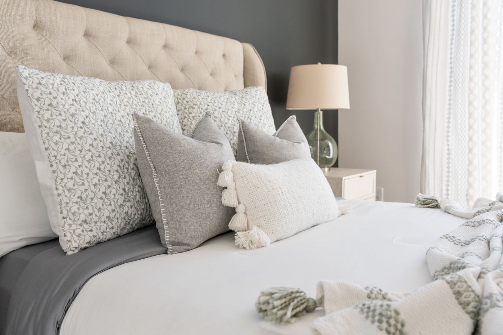 Sink into your cloud-soft bed with luxurious linens and textured pillows that invite the sweetest dreams.