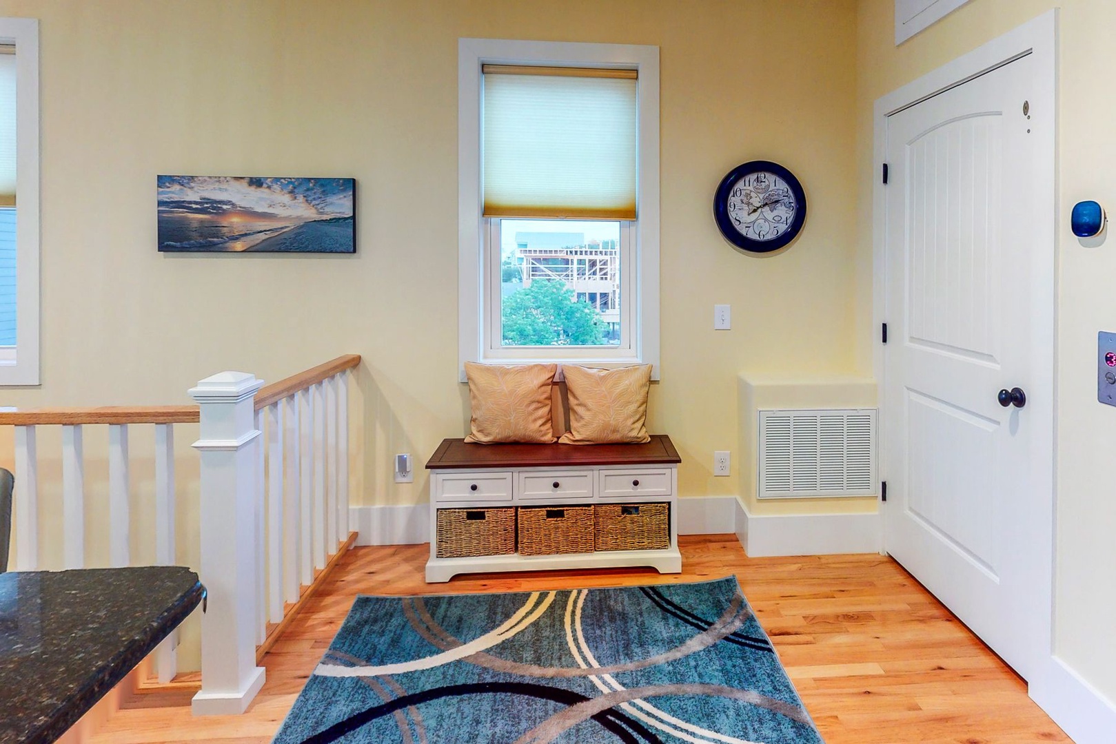 Relax by your sunny window seat with soft cushions and built-in storage, perfect for morning coffee or evening reading.