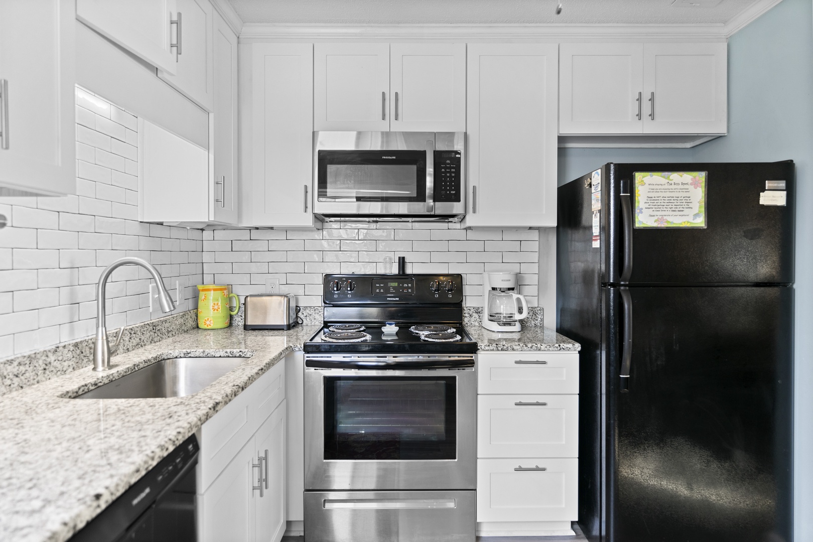 Your fully equipped kitchen features modern appliances and granite countertops, perfect for preparing meals during your stay.