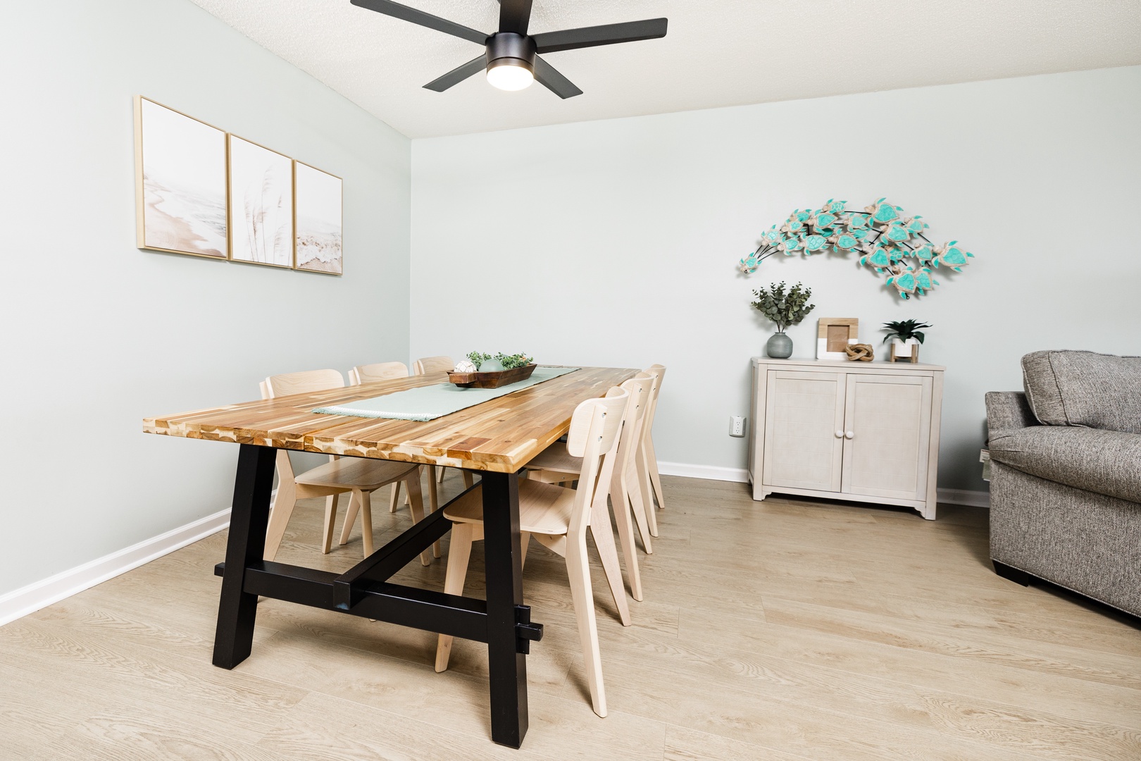 Gather around your beautiful dining table where warm wood meets modern style, creating the perfect space for memorable meals together.