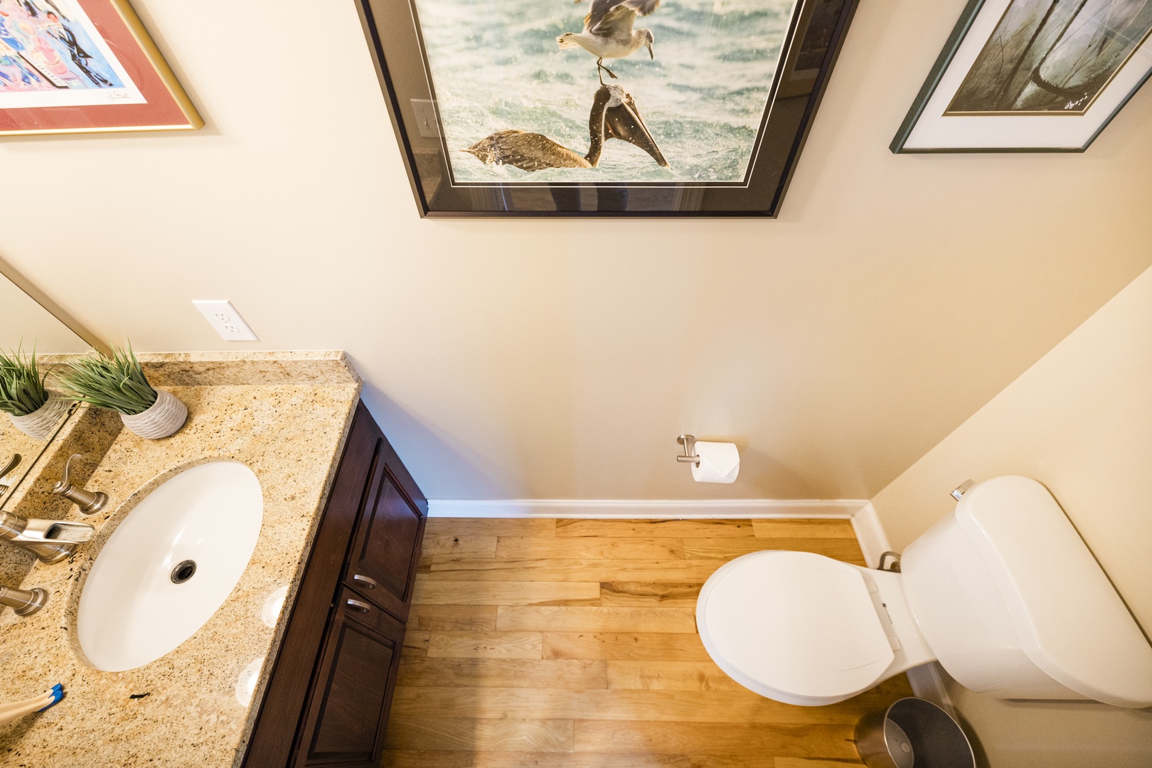 Relax in your bright bathroom with skylights letting natural light stream in while you freshen up.