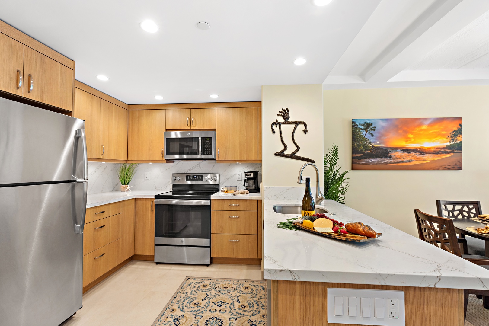 Everything you need, right at your fingertips. A fully equipped kitchen stocked with all the essentials. Perfect for cooking your favorite meals in paradise.