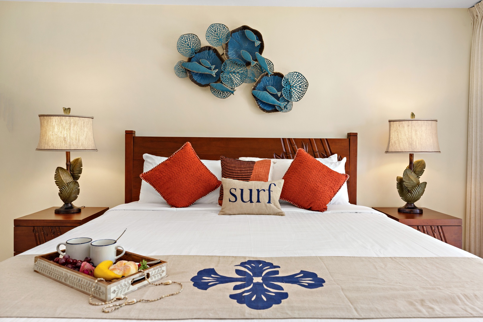 Sink into a plush king-size bed designed for ultimate comfort. Soft linens, cloud-like pillows, and a cozy, inviting feel to make it the perfect place to unwind after a day in paradise.