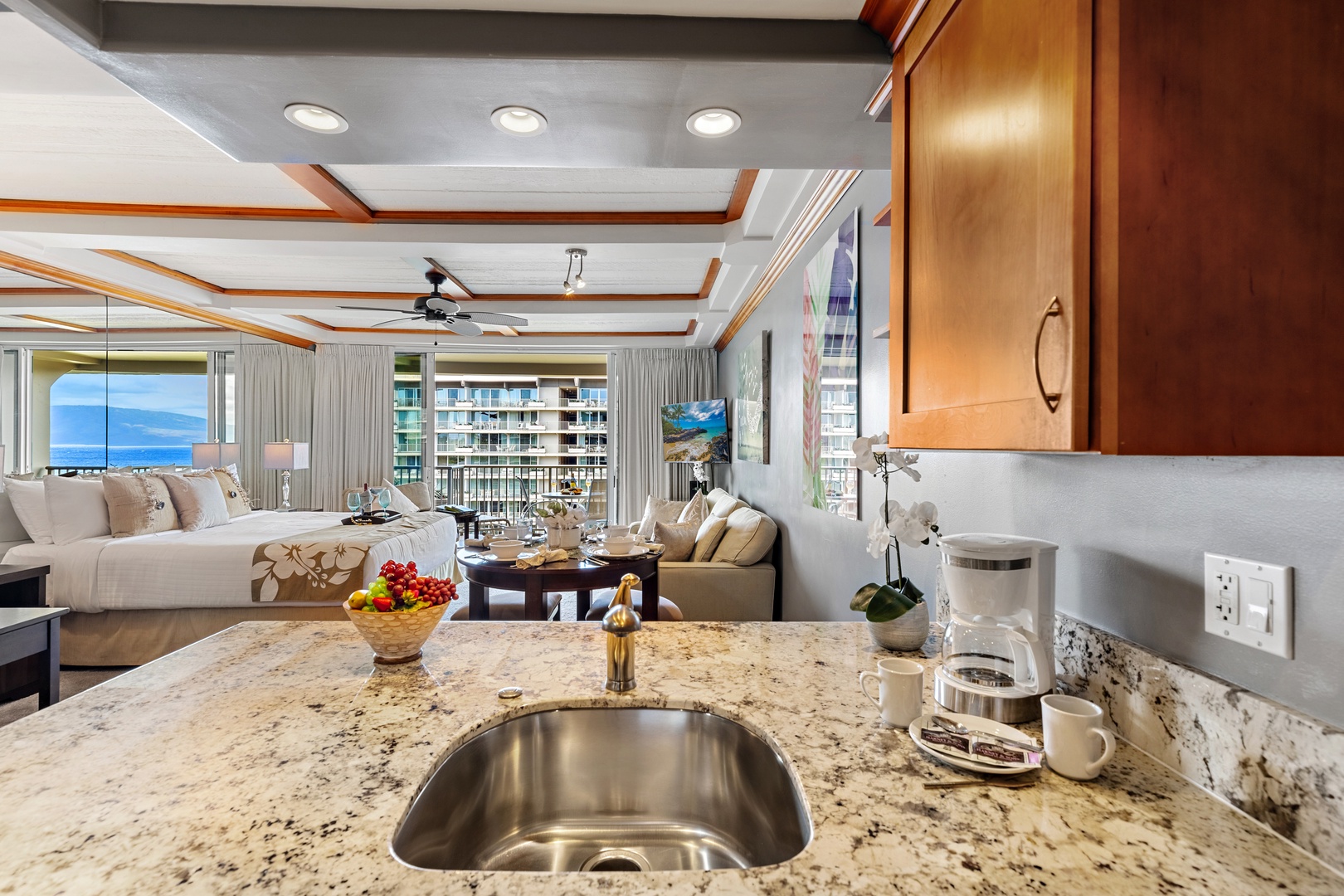 A fully equipped kitchen stocked with all the essentials. Perfect for cooking up your favorite meals in paradise.